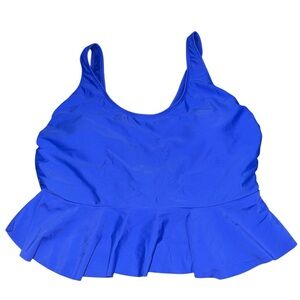 SO XL Bright Blue Ruffle Tankini Bikini Top
